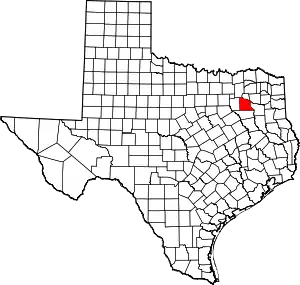 Map of Texas highlighting Van Zandt County