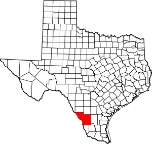 Map of Texas highlighting Webb County