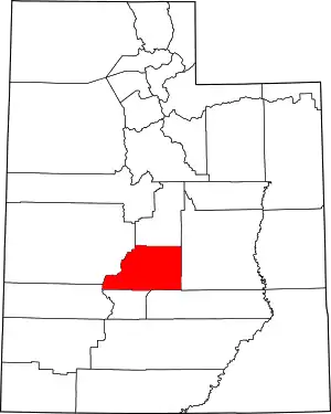 Map of Utah highlighting Sevier County