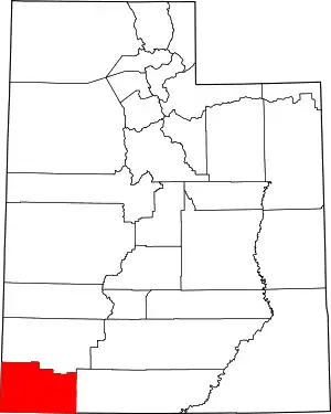 Map of Utah highlighting Washington County