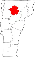 Map of Vermont highlighting Lamoille County