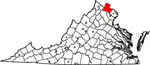 Map of Virginia highlighting Loudoun County