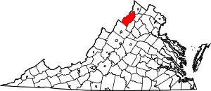 Map of Virginia highlighting Shenandoah County