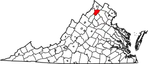 Map of Virginia highlighting Warren County