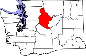 Map of Washington highlighting Chelan County