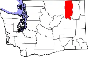 Map of Washington highlighting Ferry County