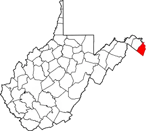 Map of West Virginia highlighting Jefferson County