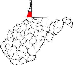 Map of West Virginia highlighting Marshall County