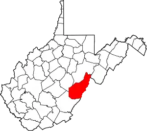 Map of West Virginia highlighting Pocahontas County