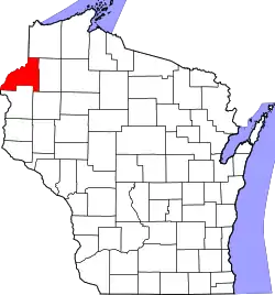 State map highlighting Burnett County