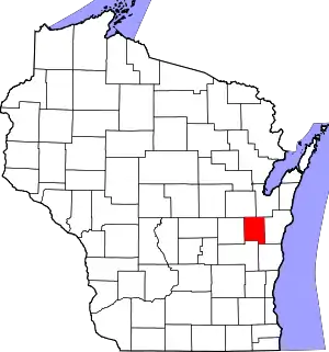 Map of Wisconsin highlighting Calumet County