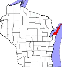 State map highlighting Door County