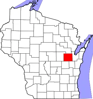 Map of Wisconsin highlighting Outagamie County