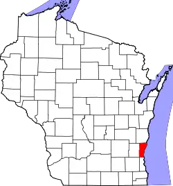 State map highlighting Ozaukee County