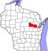 State map highlighting Shawano County