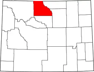 Map of Wyoming highlighting Big Horn County