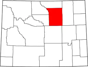 Map of Wyoming highlighting Johnson County