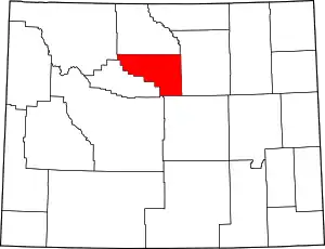 Map of Wyoming highlighting Washakie County