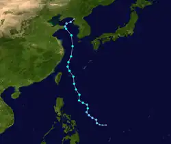 強烈熱帶風暴米雷的路徑圖