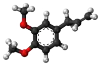 Ball-and-stick model of the methyl eugenol molecule