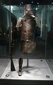 thick metal pieces made into suit and helmet