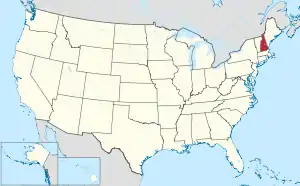 Map of the United States highlighting New Hampshire