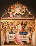 尼可洛·迪·皮埃特羅·傑里尼（英语：）的《聖母之死》（Dormitio e Assunzione della Vergine），244 × 201cm，約作於1370－1375年，1865年始藏。