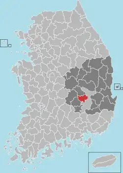 漆谷郡在韩国及庆尚北道的位置