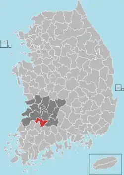 淳昌郡在韩国及全罗北道的位置