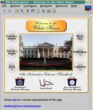 显示白宫网站的IBM网页浏览器