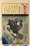 《小倉擬百人一首》春道列樹 絹川與右衛門（日语：）