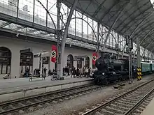 The movie set of One Life at Prague Main Railway Station