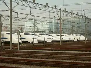 2010年的大井車輛基地，圖中為新幹線300系列車、新幹線700系列車和新幹線N700系列車