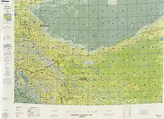 历史地图，包括中国和克什米尔邦（印度和巴基斯坦之间有争议）边界地区 (国防部测绘局, 1980年)