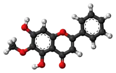 Ball-and-stick model of oroxylin A