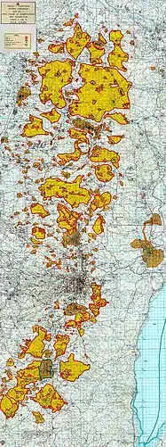 The official Israeli government map of the Oslo II Accord, highlighting the Palestinian enclaves in yellow