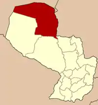 Map of Paraguay highlighting the department