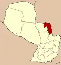 Map of Paraguay highlighting the department