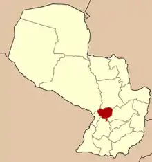 Map of Paraguay highlighting the department