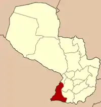 Map of Paraguay highlighting the department