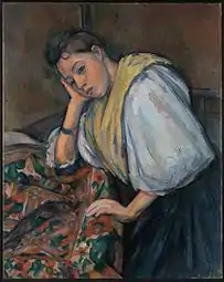 保罗·塞尚, Young Italian Woman at a Table, 1895