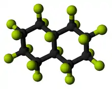 two six-membered rings joined on a side, all F substituted