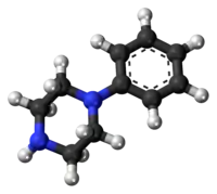 Ball-and-stick model of the phenylpiperazine molecule