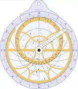 計算機生成的平面球面星盤（planispheric astrolabe）