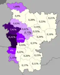 波蘭人佔比  >15%  5–15%  2–5%  1–2%  0.5–1%  <0.5%