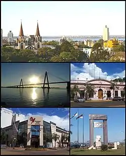 (From top to bottom; from left to right) Panoramic view of the city; San Roque Bridge（英语：）; Misiones Government House; Posadas Plaza Shopping Centre and the Malvinas Monument