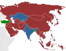 亚洲（包含屬於東歐和北亞的俄國）