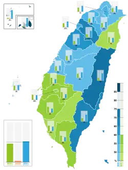 各縣市得票率地圖