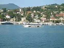 The sea front and harbour of Rapallo.