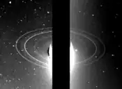 Rings of Neptune taken in occulation from 280,000km